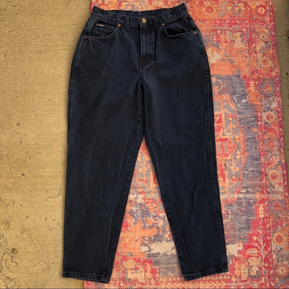 Vintage Chic navy high waisted mom jeans